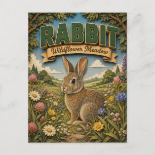 Rabbit Hare Wildflower Meadow POPCUT Postcard