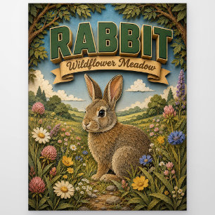 Rabbit Hare Wildflower Meadow POPCUT Postcard