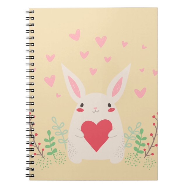 Rabbit heart cute valentine notebook (Front)