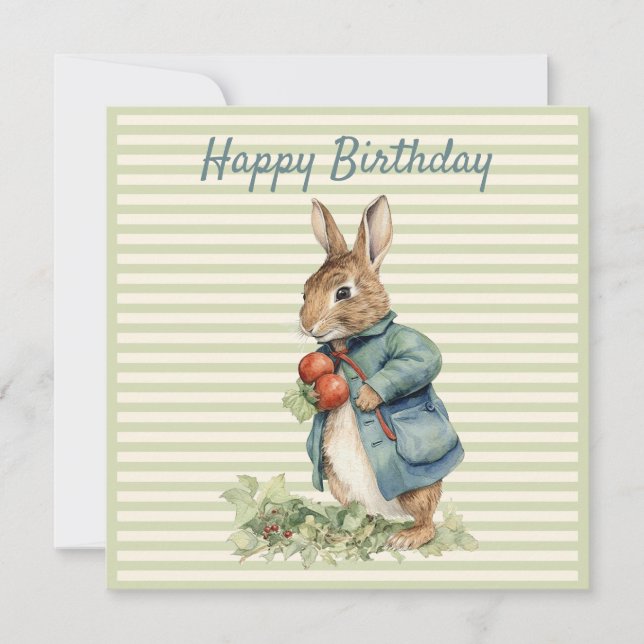 Rabbit holding vegetables Happy Birthday (Front)