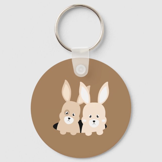 Rabbit hole clipart illustration key ring (Front)
