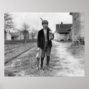Rabbit Hunting, 1908. Vintage Photo Poster