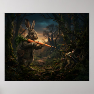 Rabbit hunting for a hunter poster