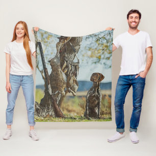 Rabbit hunting with GSP    Fleece Blanket