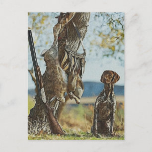 Rabbit hunting with GSP Holiday Postcard