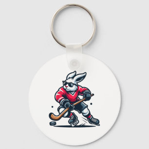 Rabbit Ice Hockey Bunny Easter Day Key Ring