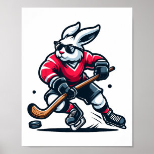 Rabbit Ice Hockey Bunny Easter Day Poster