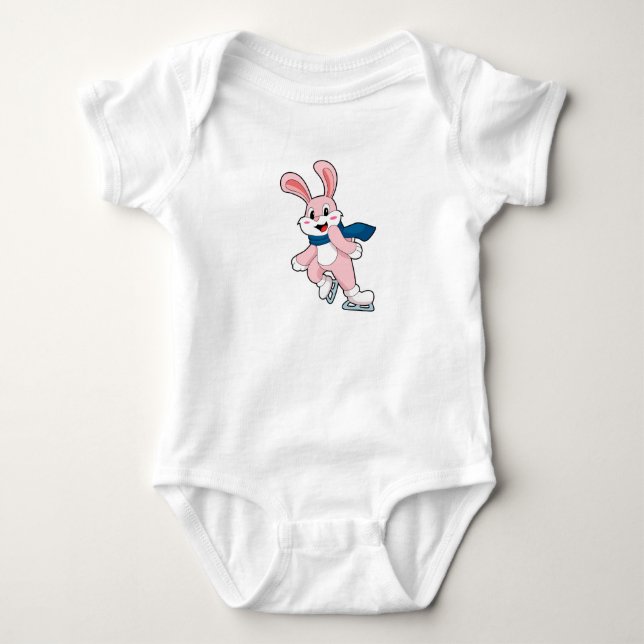 Rabbit Ice skating Ice skates Baby Bodysuit (Front)