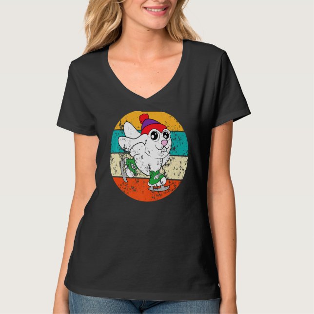 Rabbit Ice Skating  Vintage T-Shirt (Front)