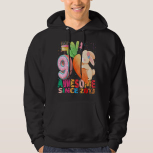 Rabbit I'm 9 Years Old Girls Birthday Rabbit Party Hoodie