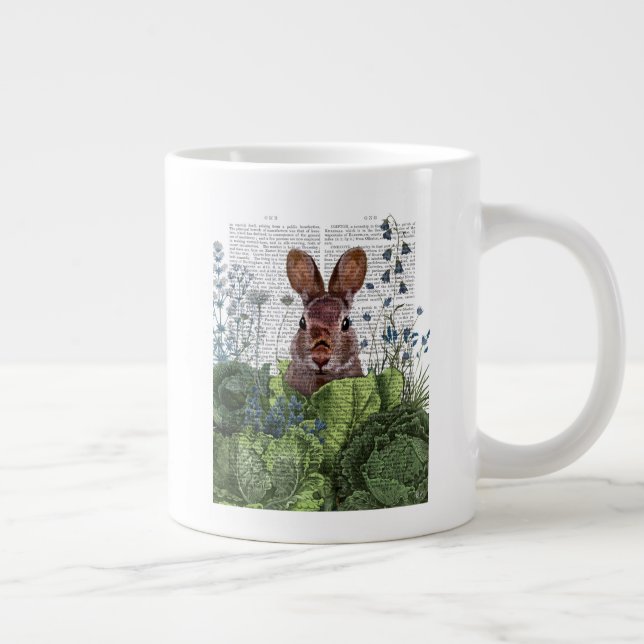 Rabbit in a Cabbage Patch Large Coffee Mug (Right)