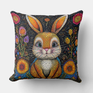Rabbit in a Floral Fantasy Setting Cushion
