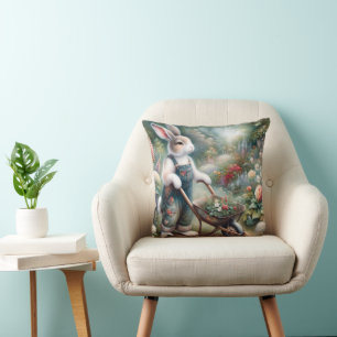 Rabbit In A Garden Cushion