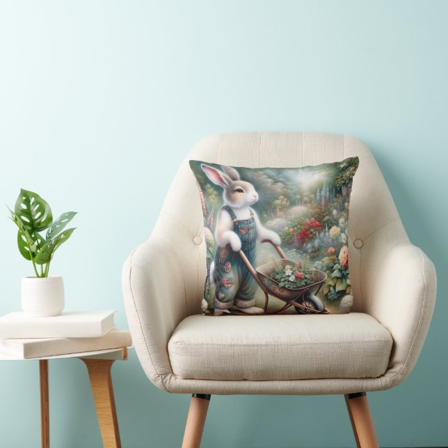Rabbit In A Garden Cushion (Chair)