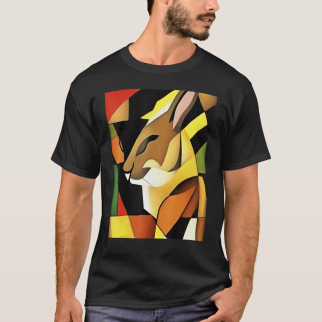 Rabbit In A Geometric Abstract Style T-Shirt (Front)