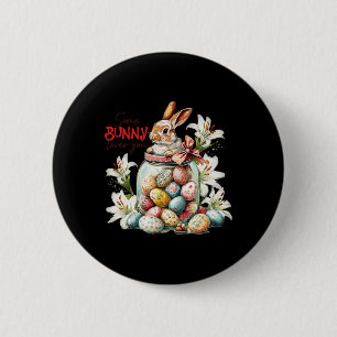 Rabbit In A Gl Jar - Colourful Vintage Easter 6 Cm Round Badge
