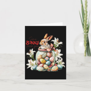 Rabbit In A Gl Jar - Colourful Vintage Easter Card