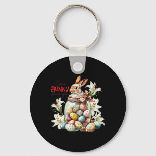 Rabbit In A Gl Jar - Colourful Vintage Easter Key Ring