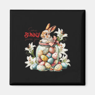Rabbit In A Gl Jar - Colourful Vintage Easter  Magnet