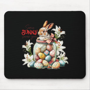 Rabbit In A Gl Jar - Colourful Vintage Easter  Mouse Mat