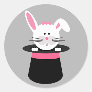 Rabbit in a Hat Magician Sticker - Pink