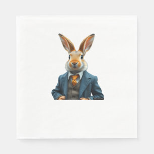 Rabbit In A Suit - Vintage Easter Bunny Portrait W Napkin