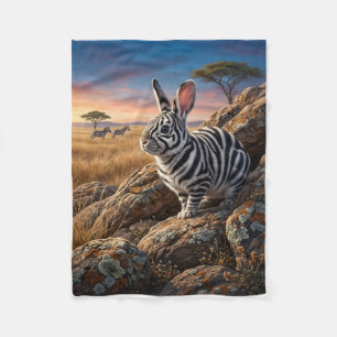 Rabbit In African Savannah Sunset Wildlife Fleece Blanket