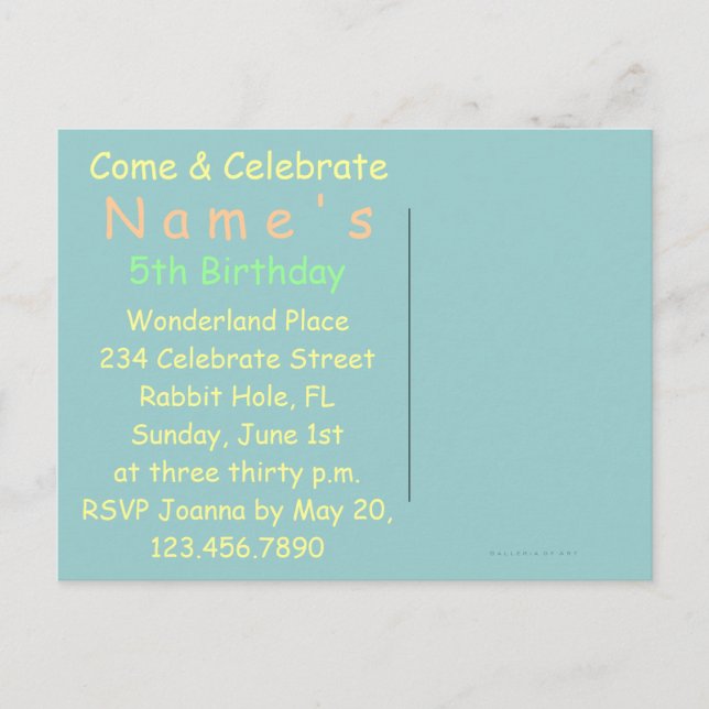 Rabbit in Alice in Wonderland ~ Postcard (Front)