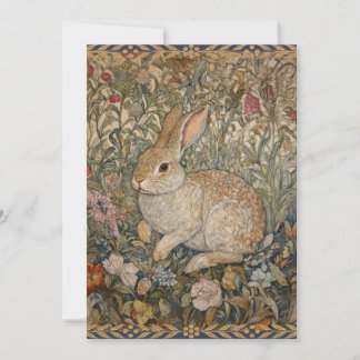 Rabbit in an English Garden William Morris Style Invitation
