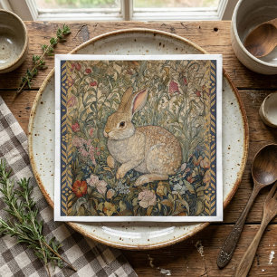 Rabbit in an English Garden William Morris Style Napkin