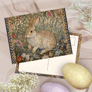 Rabbit in an English Garden William Morris Style Postcard