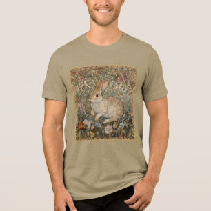 Rabbit in an English Garden William Morris Style Tri-Blend Shirt