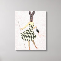 Rabbit in Black White Dress