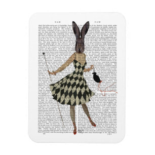 Rabbit in Black White Dress Magnet