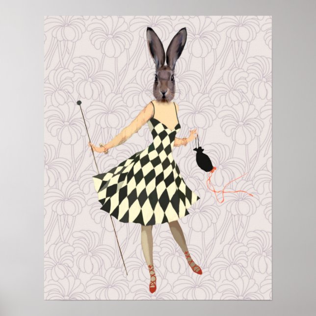 Rabbit in Black White Dress Poster (Front)