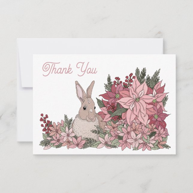 Rabbit in Flowers Thank You (Front)