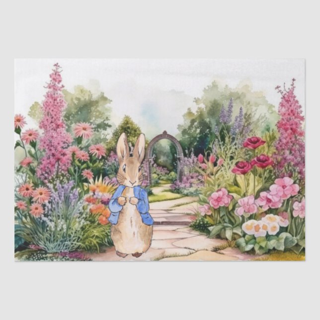 Rabbit in his garden tissue paper (Front)