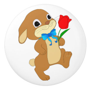 RABBIT IN LOVE CERAMIC KNOB
