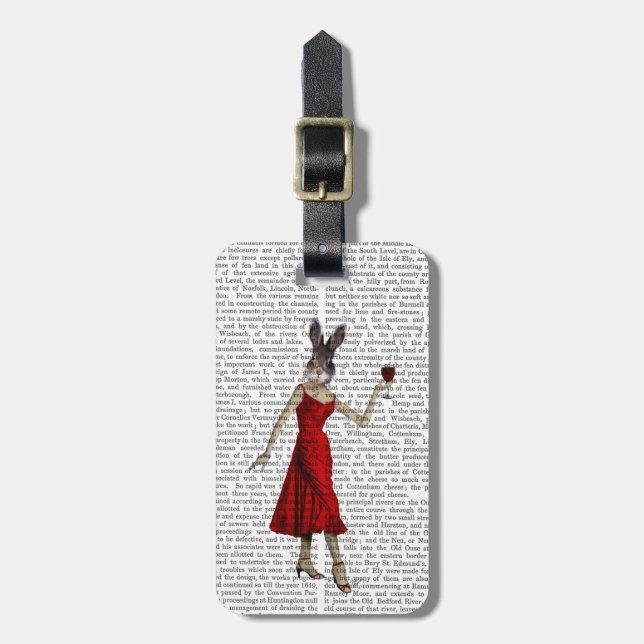 Rabbit in Red Dress Luggage Tag (Front Vertical)