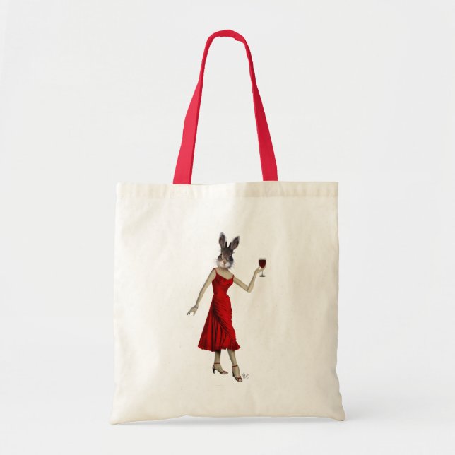Rabbit in Red Dress Tote Bag (Front)