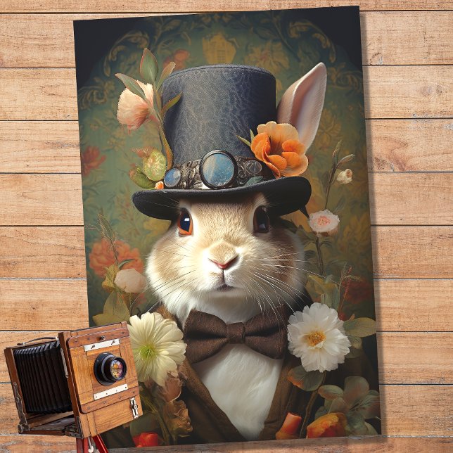 Rabbit in Suit and Hat 3 Decoupage Paper (Creator Uploaded)