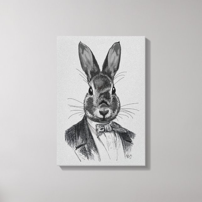 Rabbit In Suit Portrait Canvas Print (Front)