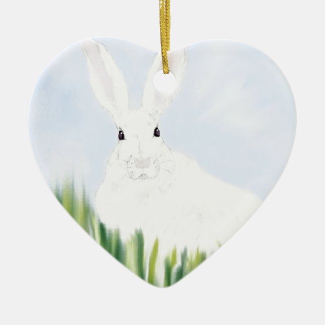 RABBIT IN THE FIELD CERAMIC TREE DECORATION (Front)