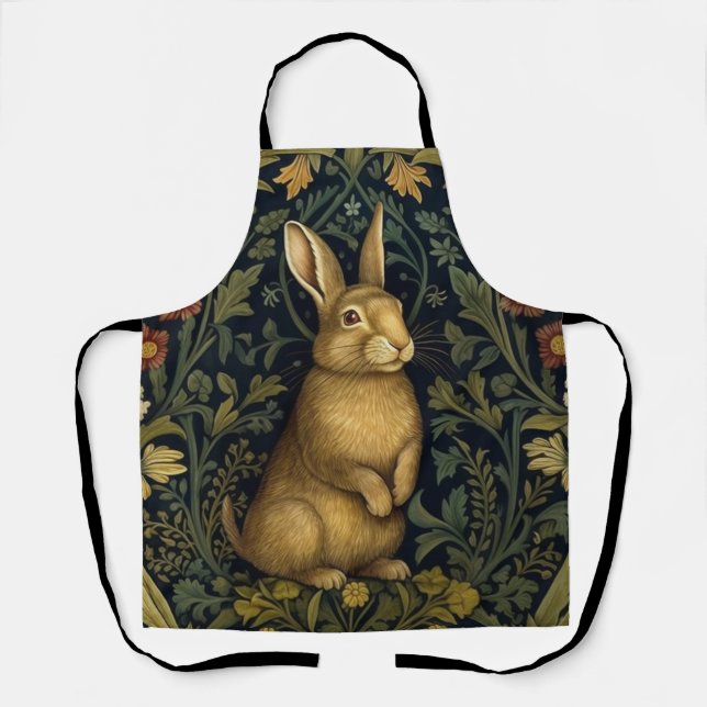 Rabbit in the forest art nouveau style apron (Front)