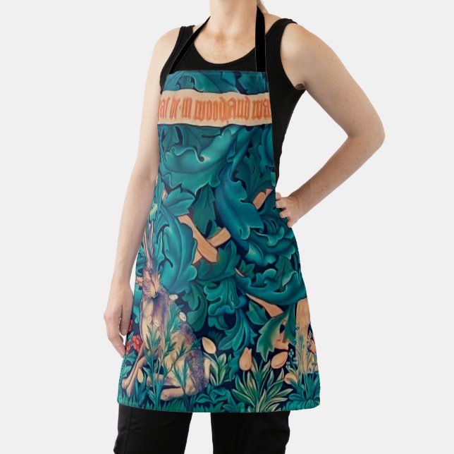 Rabbit in The Forest, William Morris Apron (Insitu)