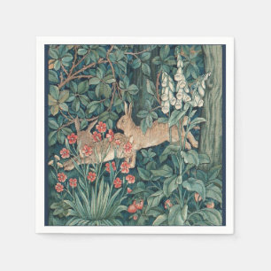 Rabbit In The Forest - William Morris Napkin