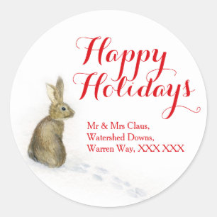 Rabbit in the snow Christmas address gift labels
