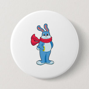 Rabbit in Winter with Scarf 7.5 Cm Round Badge