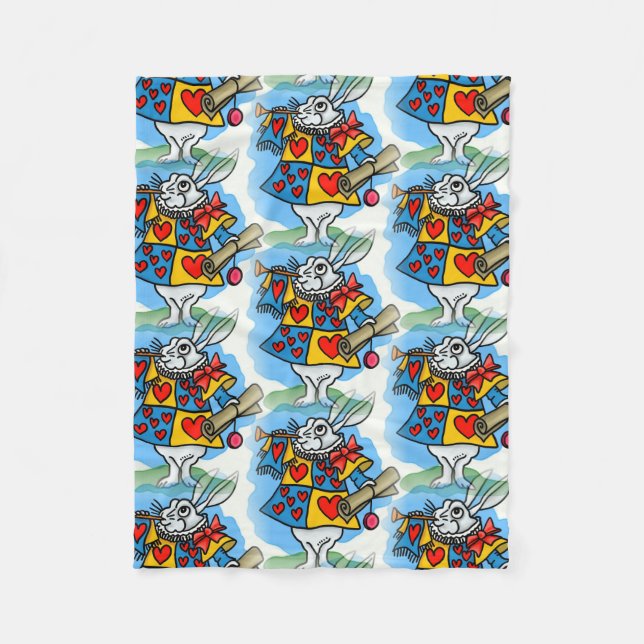 Rabbit in Wonderland Fleece Blanket (Front)