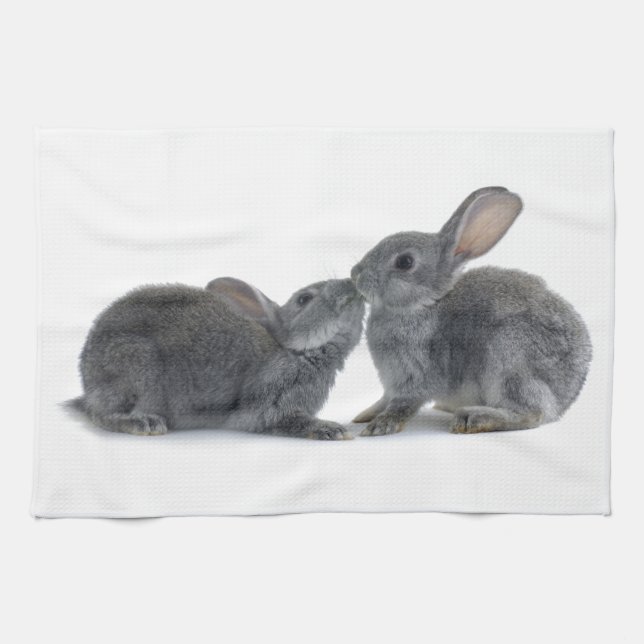 Rabbit Kiss Tea Towel (Horizontal)